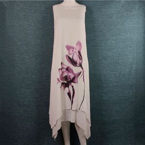 NWT Tendency Gauzy Sleeveless  Midi-Dress Layered Handkerchief Hem